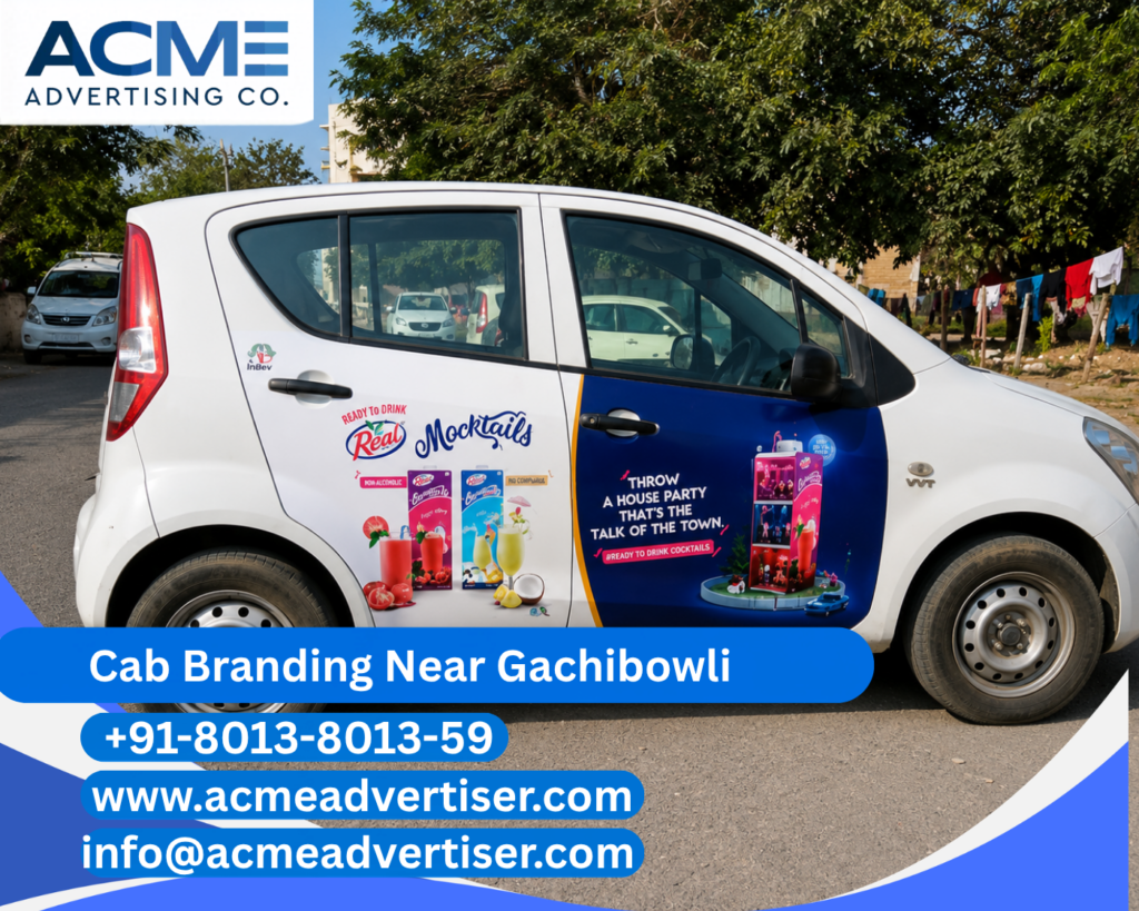 Cab Branding Company Near Gachibowli providing professional taxi branding and outdoor advertising services in Hyderabad.