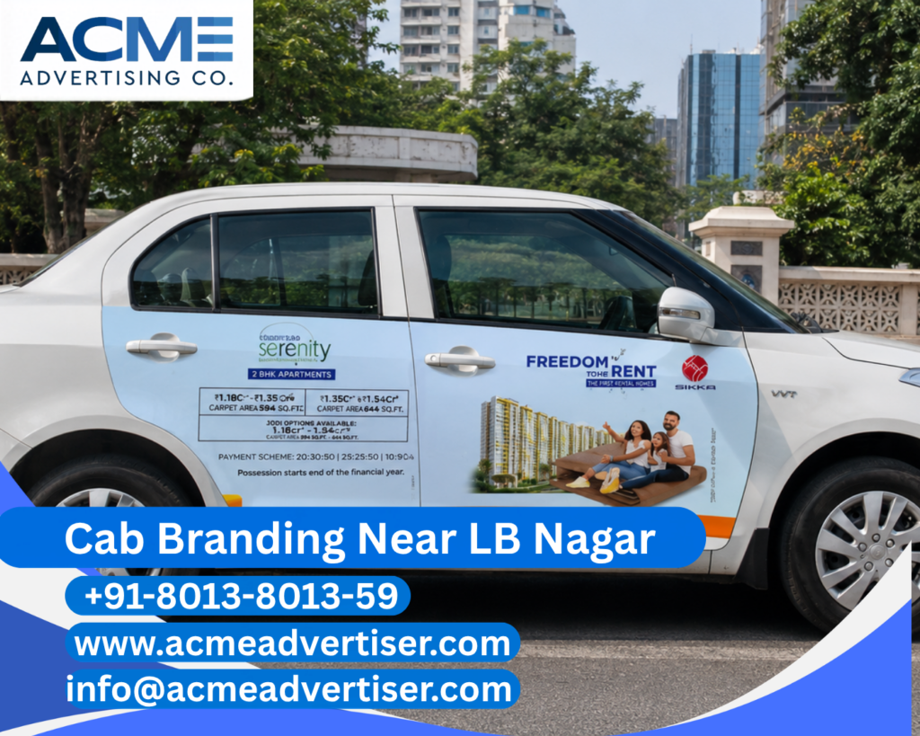 Cab Branding Company Near LB Nagar delivering premium cab branding and taxi advertising campaigns in Hyderabad.