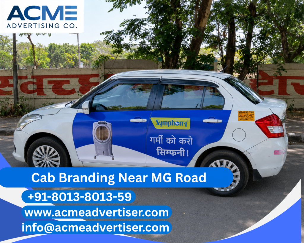 Cab Branding Company Near MG Road Kochi offering complete cab branding and vehicle advertising campaigns by ACME Advertising.