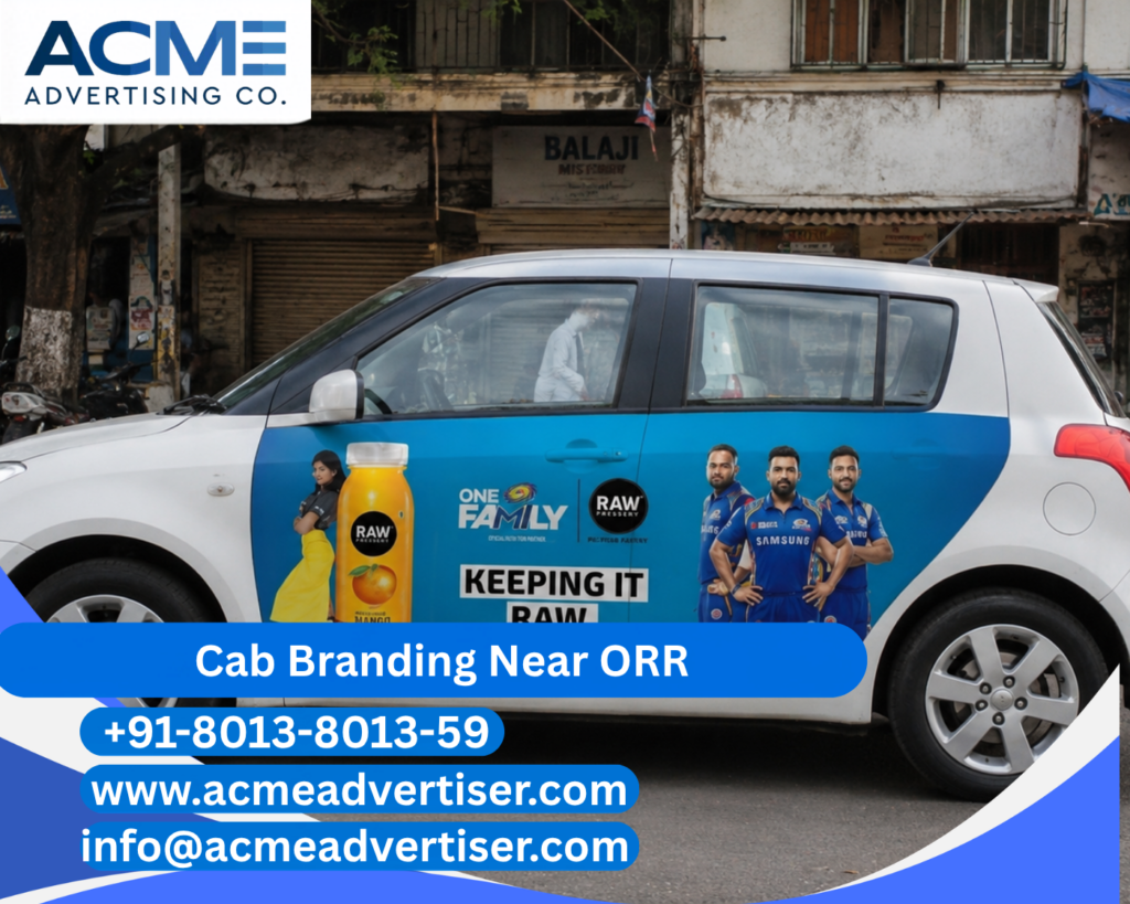 Cab Branding Company Near ORR Bengaluru delivering premium cab branding and transit advertising solutions for businesses.