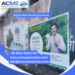 Digital wall painting services featuring large format printed wall advertisements on commercial buildings for maximum outdoor brand visibility.