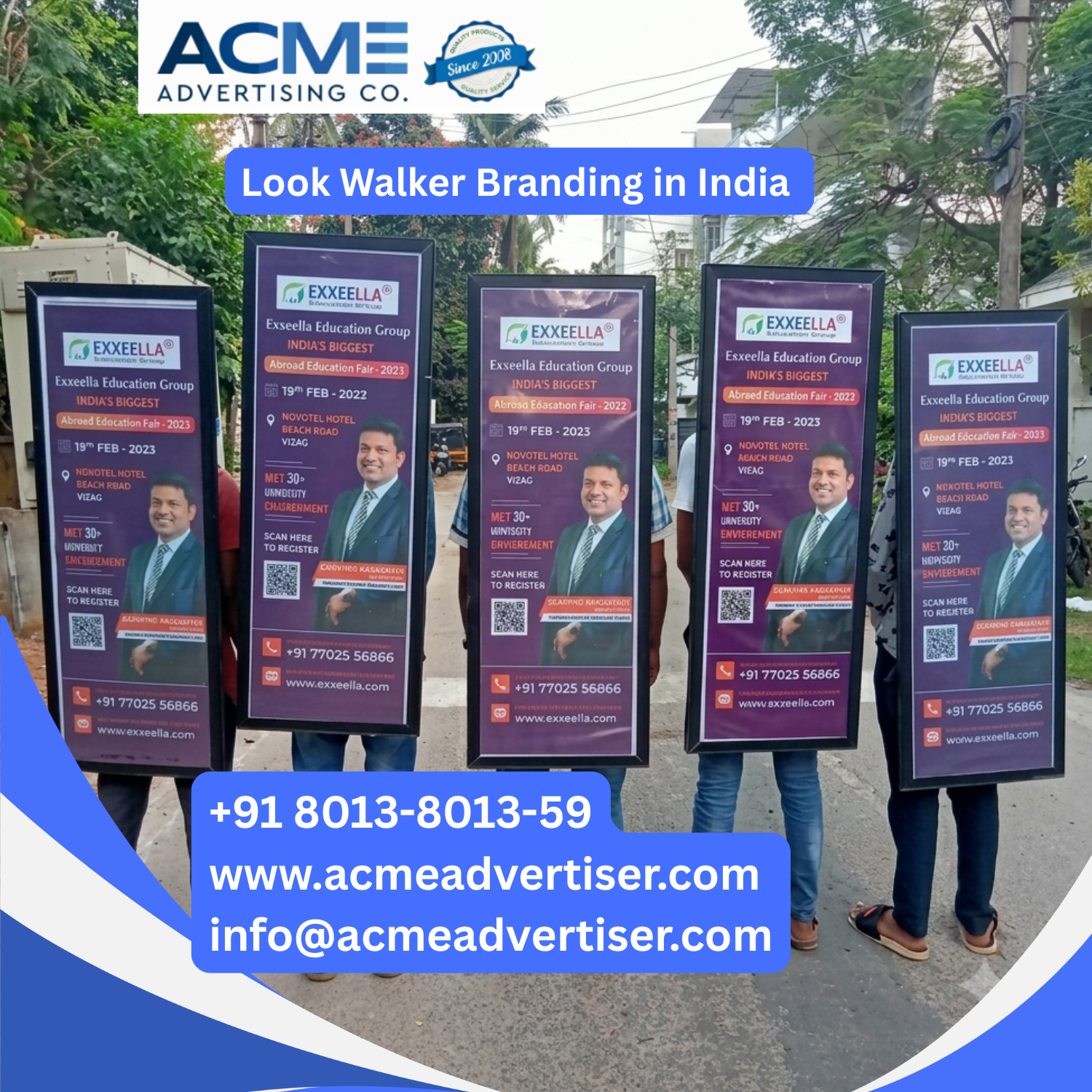 Professional Look Walker branding campaign in India featuring trained brand promoters carrying advertising displays in high footfall commercial locations.