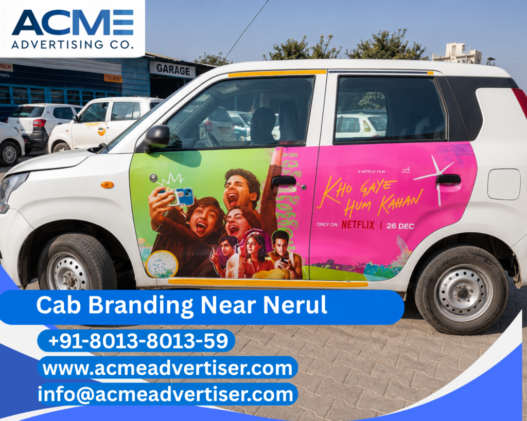 ab Branding Company Near Nerul providing professional taxi advertising and full cab branding solutions.