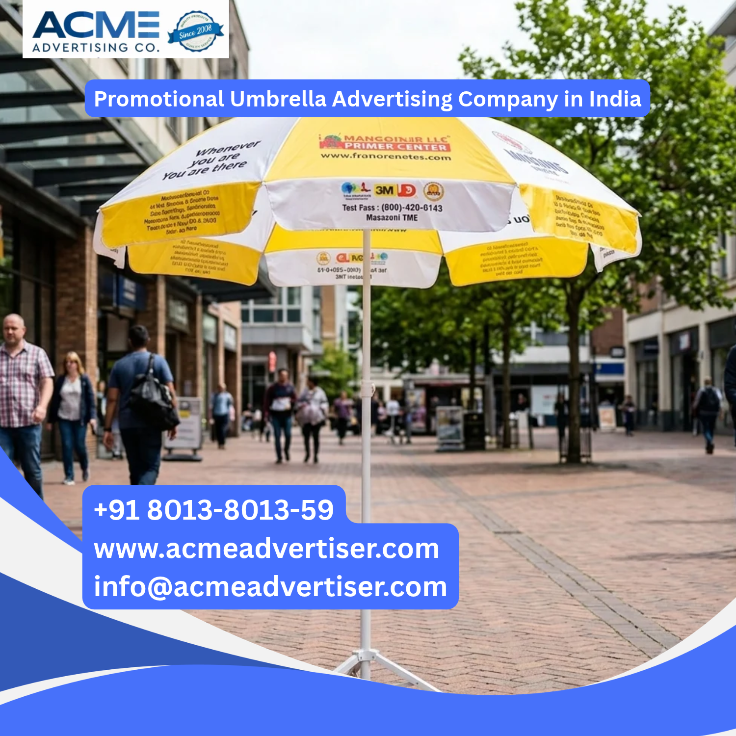 Promotional umbrella advertising company in India for custom branded umbrellas and outdoor promotional campaigns